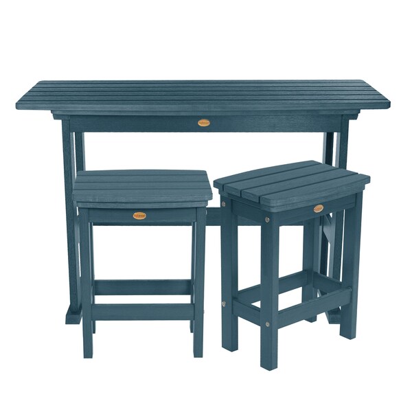 Highwood Usa Lehigh 3pc Counter Height Outdoor Patio Furniture Balcony Set AD-KITBALC1-NBE - main